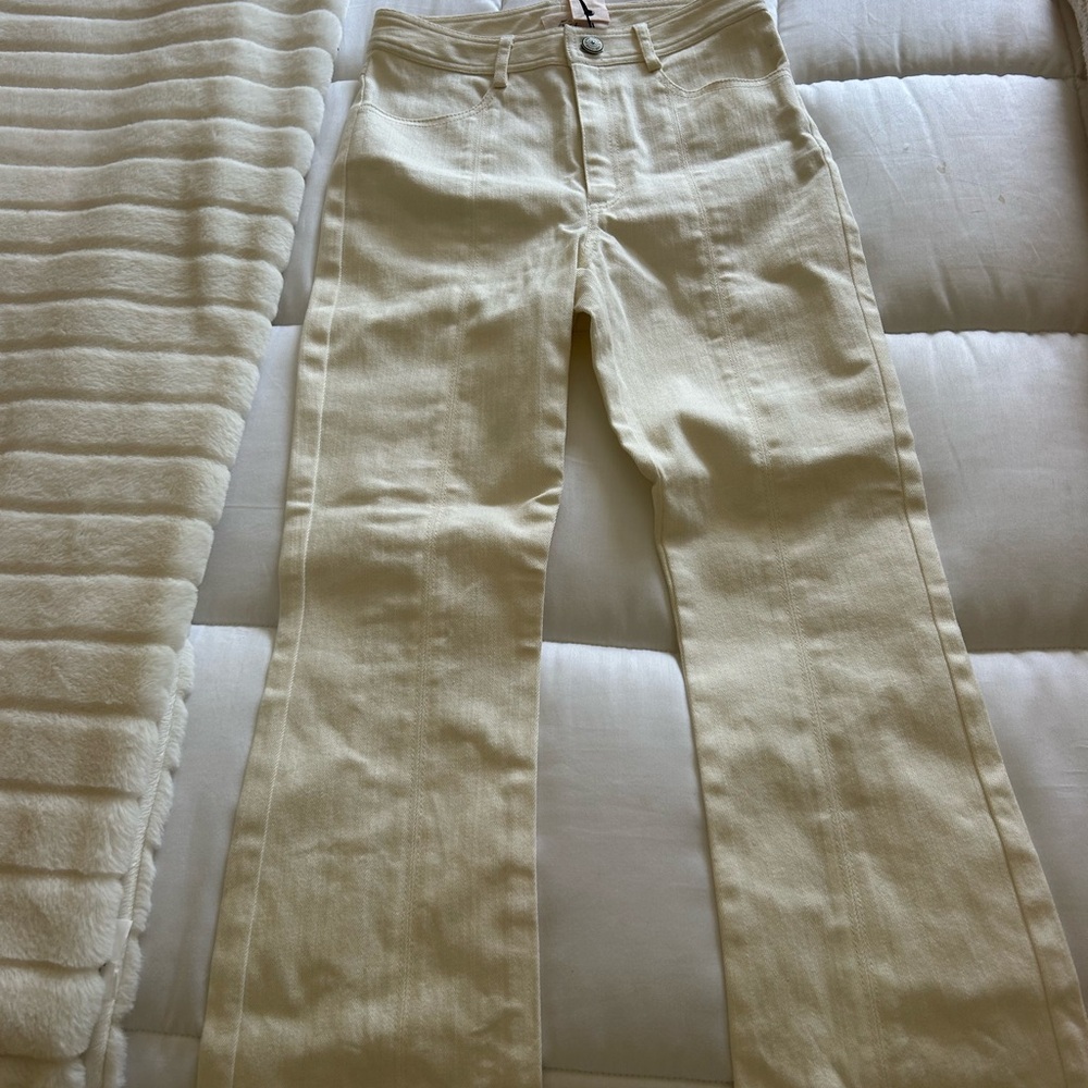 Cinq a Sept Cream High Rise Jeans